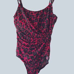 Miraclesuit One Piece Swimsuit Black & Red Size 16